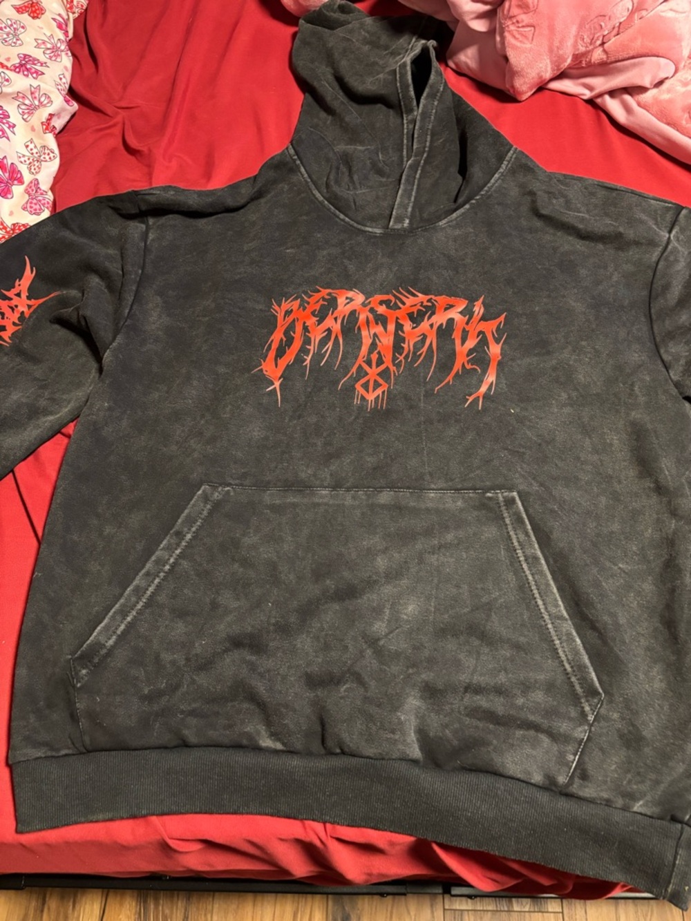 Men's Black Hooded Sweatshirt with Red Graphic